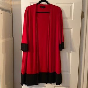 Red and navy Jones New York jersey dress with attached jacket